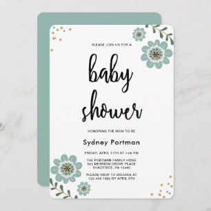 Baby Shower Modern Floral and Confetti Invitation