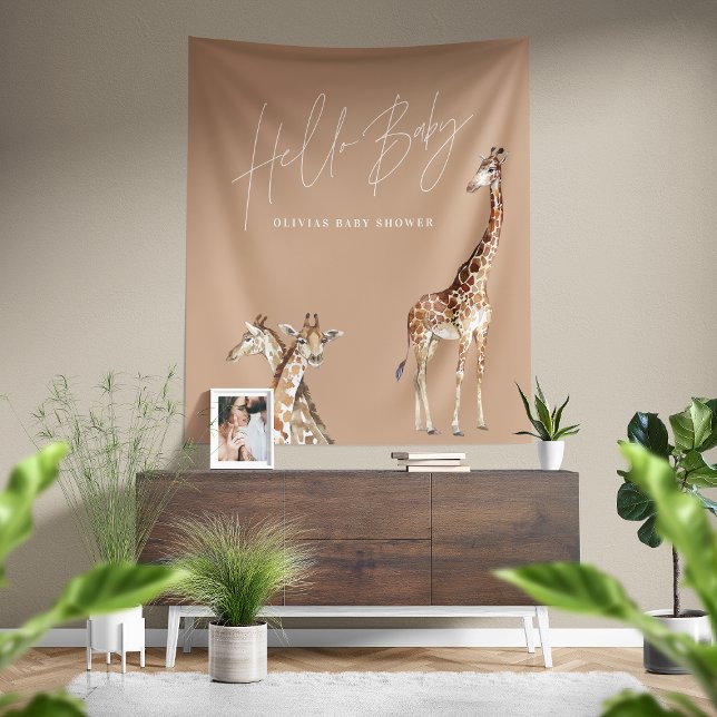 Baby shower modern giraffe elegant typography tape tapestry (Creator Uploaded)