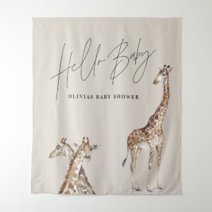 Baby shower modern giraffe elegant typography tape tapestry