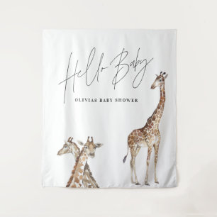 Baby shower modern giraffe elegant typography tapestry