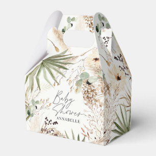 Baby shower modern rustic pampas grass foliage favour box