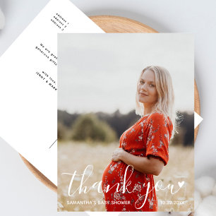 Baby Shower Modern Script Thank You Photo Postcard