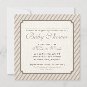 BABY SHOWER modern vintage cute stripes neutral Invitation
