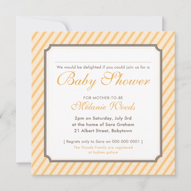 BABY SHOWER modern vintage cute stripes neutral Invitation (Front)