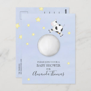 Baby Shower Modern Watercolor Cow Jumped Over Moon Postcard
