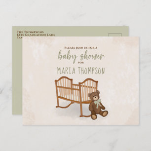 Baby Shower Modern Watercolor Stuffed Animal Postcard