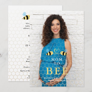 Baby Shower Mom to Bee Quote Bees Couple Photo Invitation