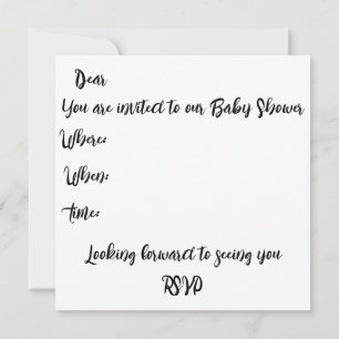 Baby shower monogram name minimal simple  invitation