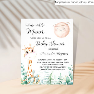 Baby Shower moon giraffe cute invitation