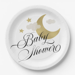 Baby Shower Moon Stars and Clouds Paper Plate