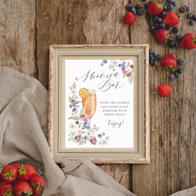 Baby Shower Mum-osa Bar Wild Berries & Flowers Poster (Baby Shower Mom-osa Bar Wild Berries & Flowers Poster)