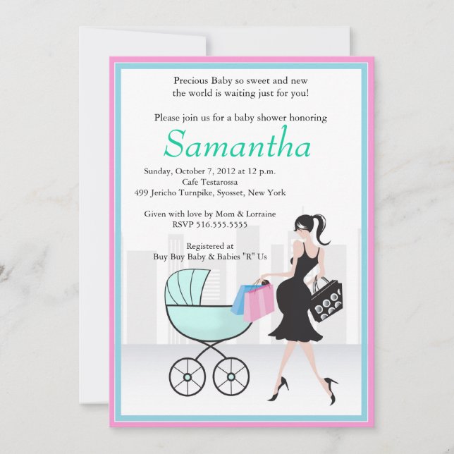 Baby Shower Mum to be with Carriage Invitation (Front)