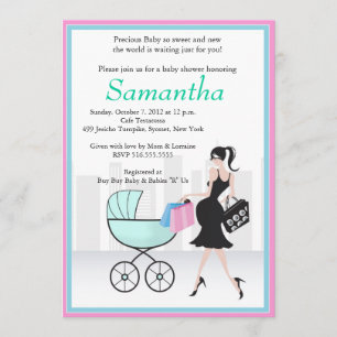 Baby Shower Mum to be with Carriage Invitation