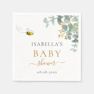 Baby Shower mum to bee eucaluptus script script Napkin