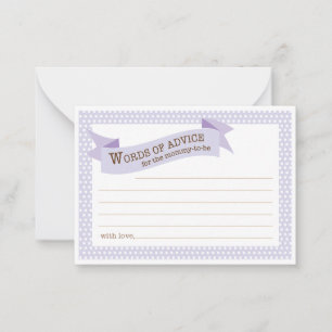 Baby Shower Mummy Advice Card Purple