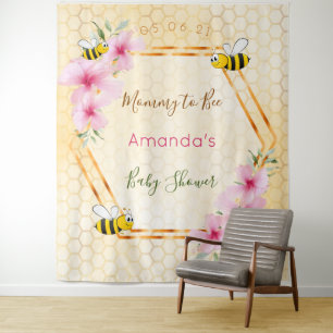 Baby Shower mummy to bee bumble bees honeycomb Tapestry