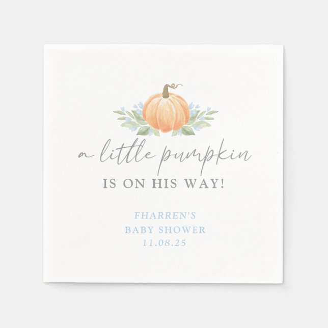Baby Shower Napkin | A Little Pumpkin (Front)