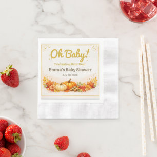 Baby Shower Napkin Autumn Pumpkin Woodland