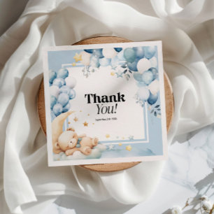 Baby Shower Napkins Blue Bear Balloons