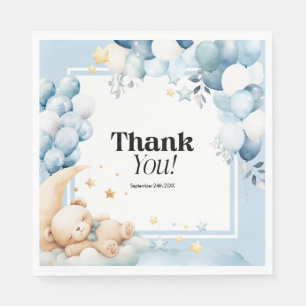 Baby Shower Napkins Blue Bear Balloons