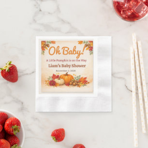 Baby Shower Napkins Pumpkin Fall Oh Baby   Cute