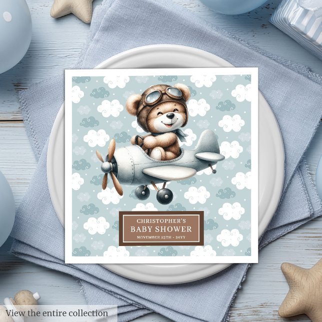 Baby Shower Napkins Teddy Bear Pilot Party Decor (Baby Shower Napkins Teddy Bear Pilot Party Decor)