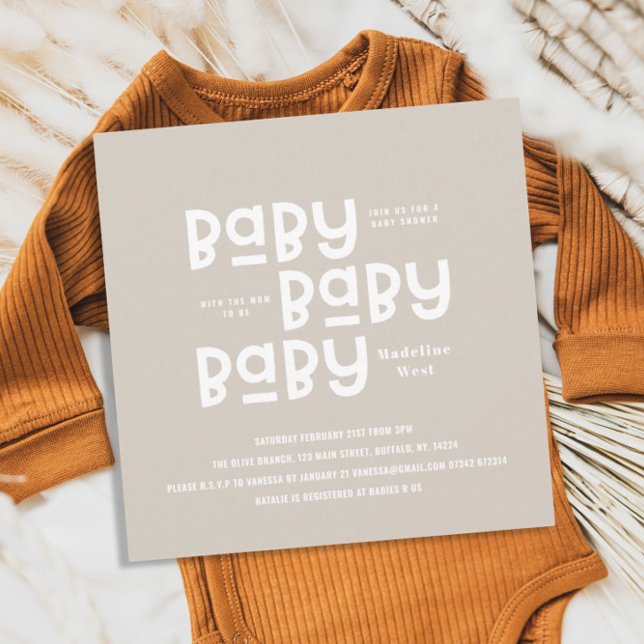 Baby shower natural modern minimal gender neutral invitation (Creator Uploaded)