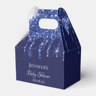 Baby Shower navy blue glitter drips thank you Favour Box