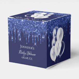 Baby Shower navy blue white balloons thank you Favour Box