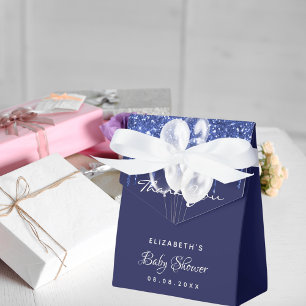 Baby Shower navy blue white balloons thank you Favour Box