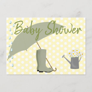 Baby Shower Neutral Gender Umbrella and Rain Boots Invitation