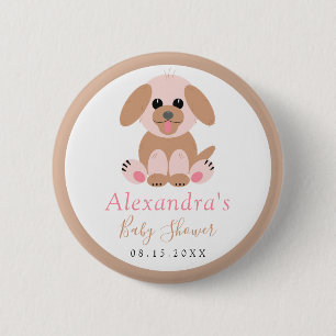 Baby Shower Neutral Personalised Puppy 6 Cm Round Badge