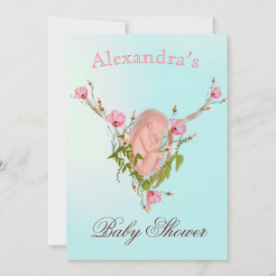 Baby Shower New Baby Blue Floral Invitation
