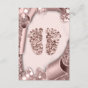 Baby Shower New Girl Boy Feet  Glam Rose Pink 3D Invitation