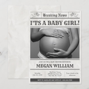 Baby shower news paper photo invitation