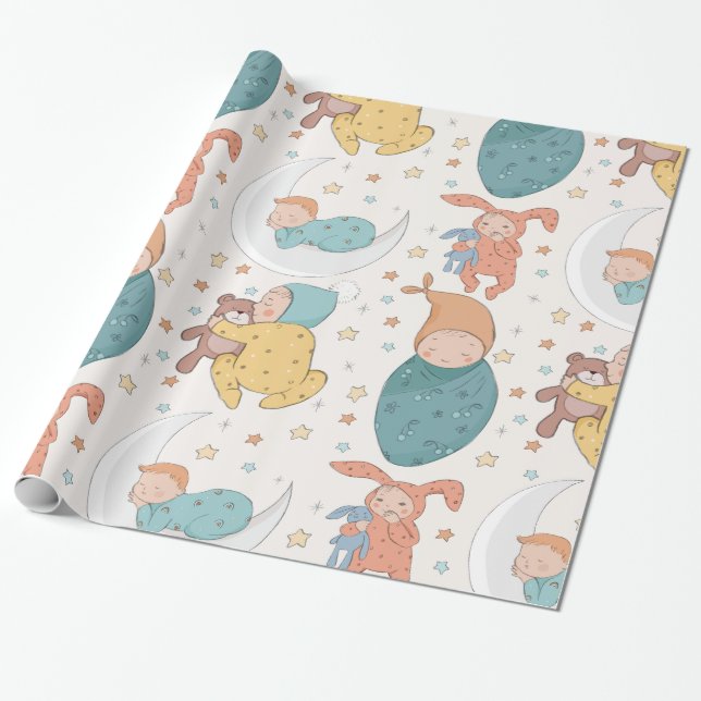 Baby Shower Nursery Wrapping Paper (Unrolled)