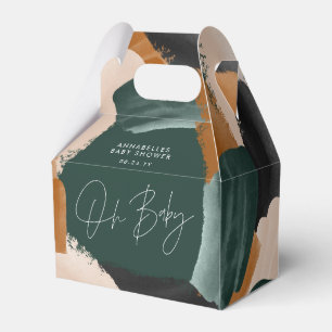 Baby shower Oh baby terracotta green abstract Favour Box