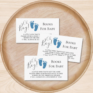 Baby Shower Oh Boy Glitter Feet Books For Baby Enclosure Card