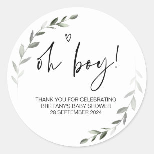 Baby Shower Oh Boy Mom To Be Party Favor Classic Round Sticker