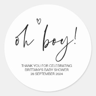 Baby Shower Oh Boy Mom To Be Party Favor Classic Round Sticker