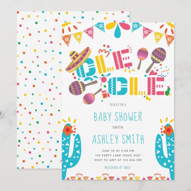 Baby Shower Ole Ole Fiesta Invitation (Front/Back)