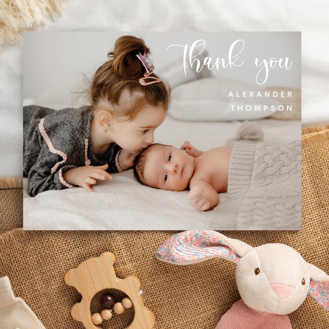 Baby Shower One Full Photo Thank You Photo  Card (Creator Uploaded)