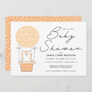 BABY SHOWER Orange Cat Balloon Invitation