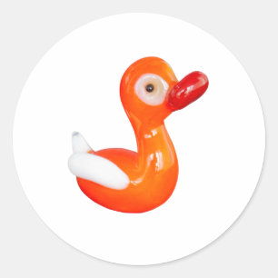 Baby Shower Orange duckling Classic Round Sticker
