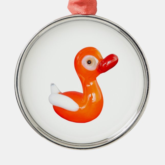 Baby Shower Orange duckling Metal Ornament (Front)