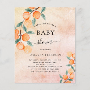 Baby shower oranges rose gold invitation