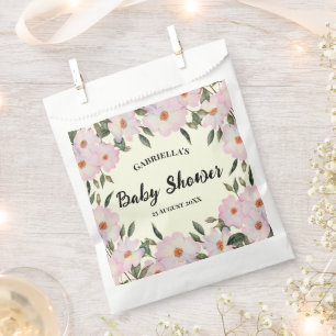 Baby Shower Pale Pink White Roses Wreath Design Favour Bag