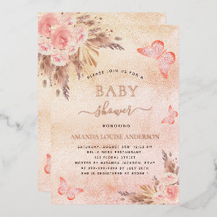 Baby shower pampas grass blush butterflies