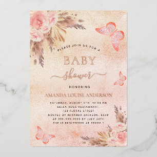 Baby shower pampas grass blush butterfly