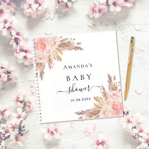 Baby Shower pampas grass rose gold guest book